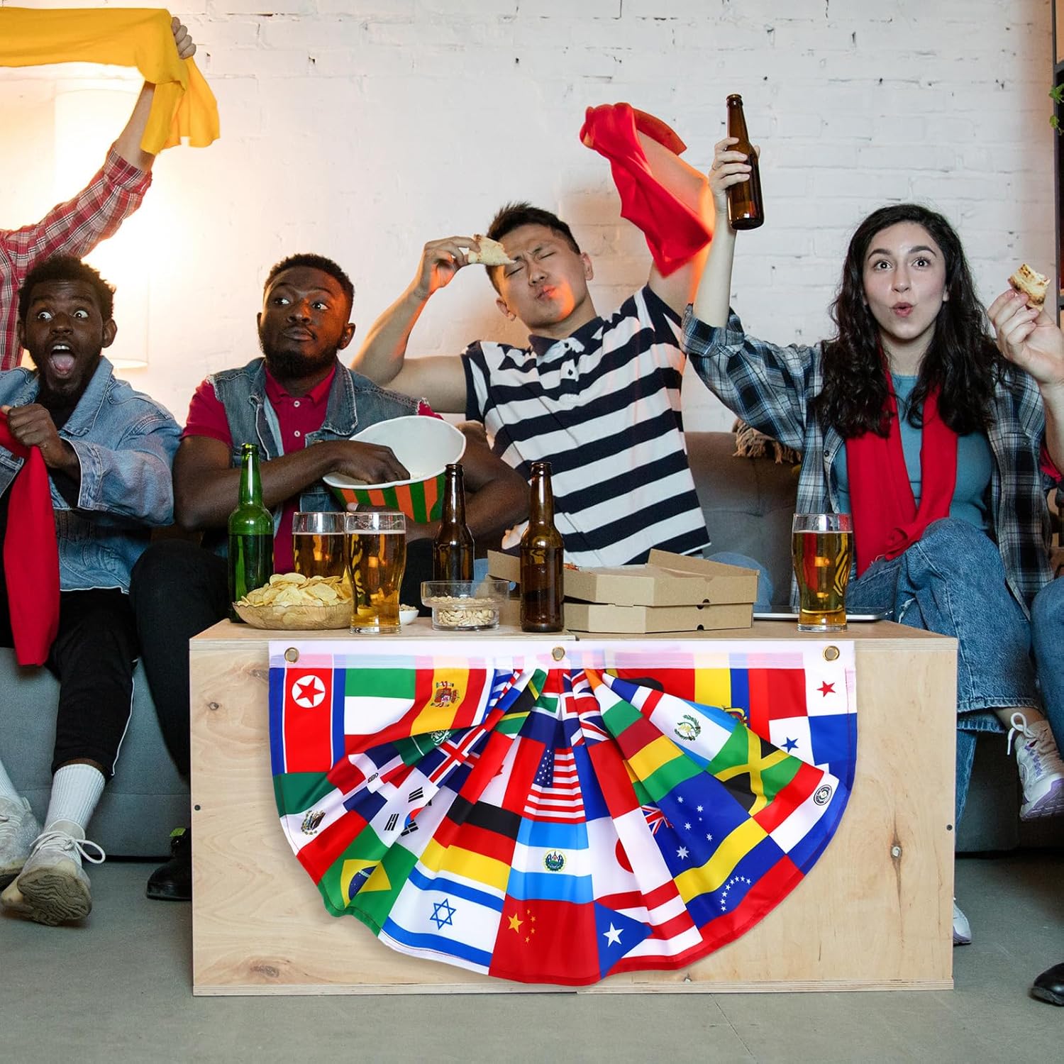 Outus World Flags Banner 1.5 x 3 ft – Waterproof International Flag Bunting for Patios, Camping & Outdoor Events