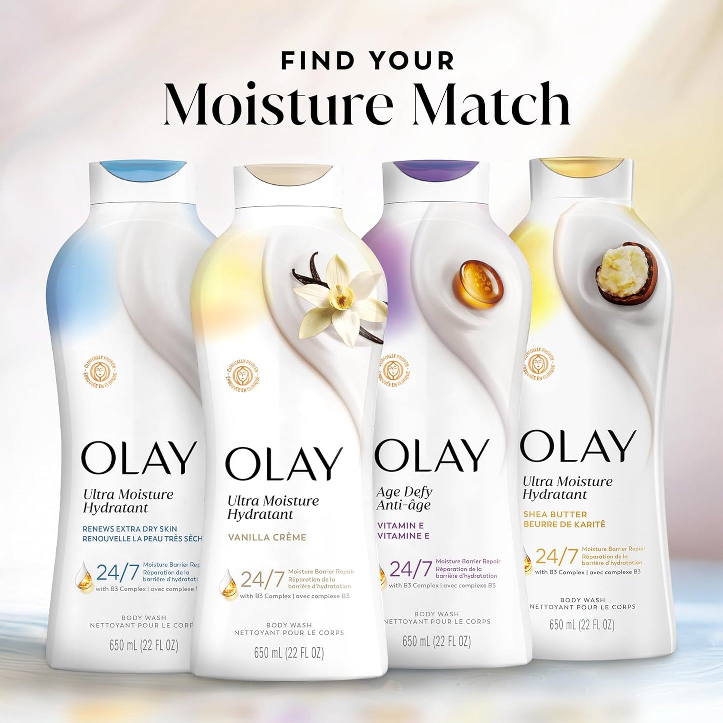 Olay Body Wash for Women – Nightly Moisture Ritual with Vitamin E & Hyaluronic Acid for Calm, Hydrated Skin