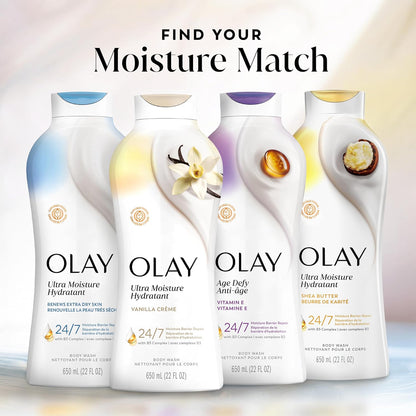 Olay Body Wash for Women – Nightly Moisture Ritual with Vitamin E & Hyaluronic Acid for Calm, Hydrated Skin