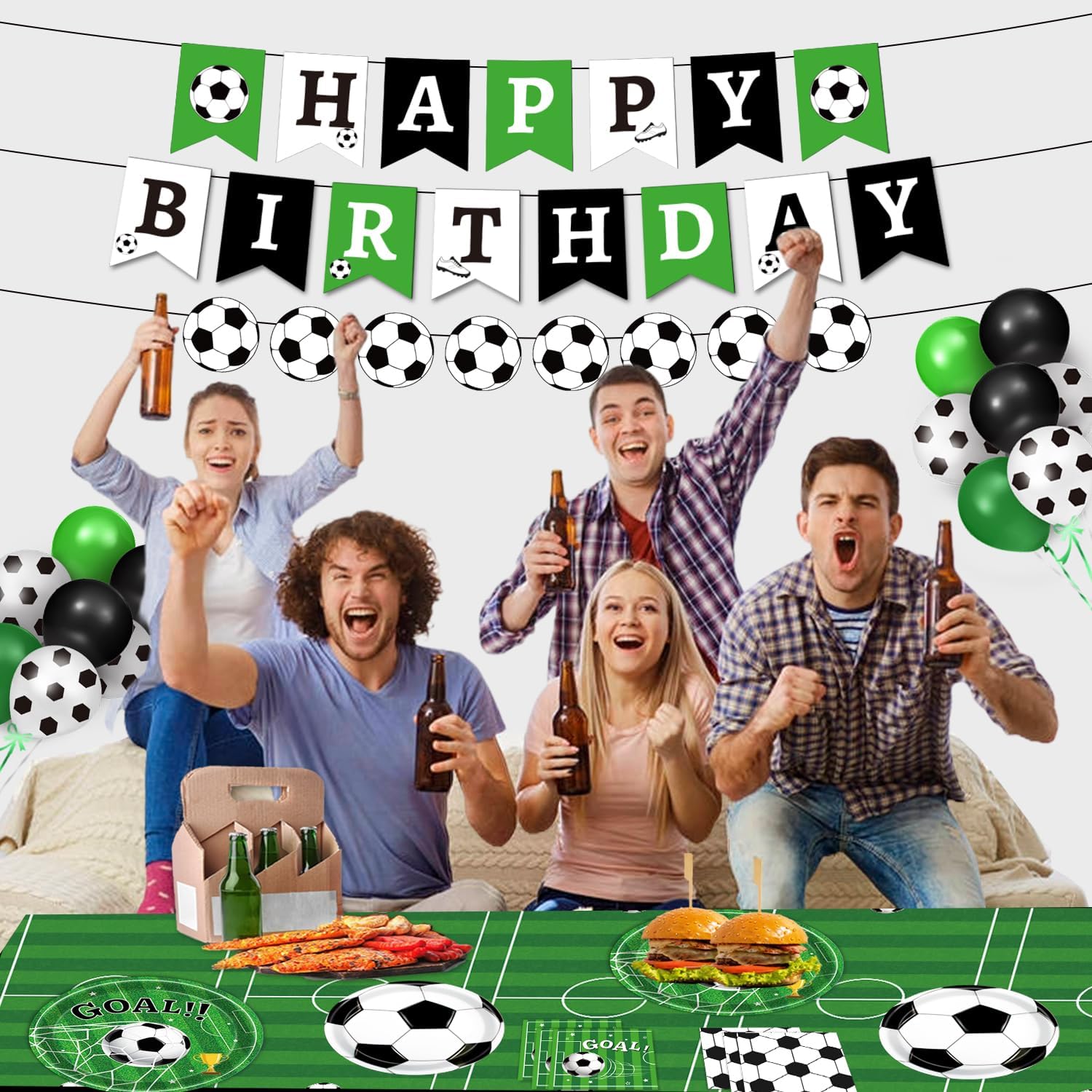 Soccer Party Decorations Set – Safe 170-Piece Kit for Kids' Birthday Parties, Latex-Free & Food-Grade