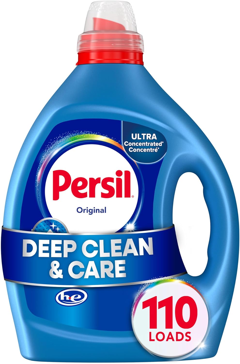 82.5 fl oz ultra-concentrated liquid yielding 110 regular loads (also offered in 50 fl oz variant)