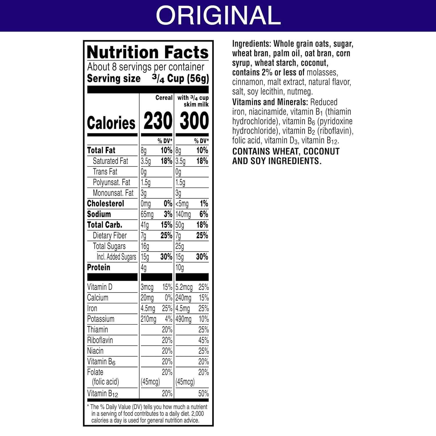 8g total fat per serving and high in dietary fiber