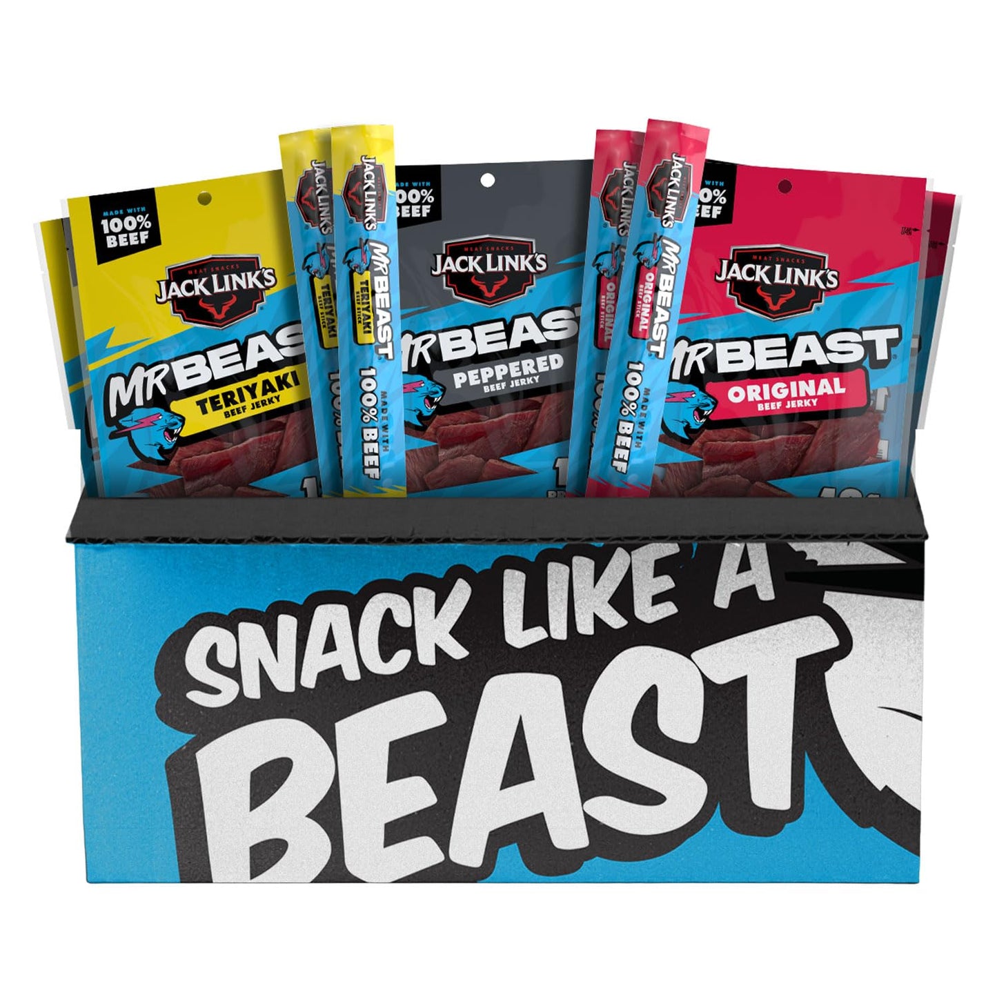 9-count mixed variety box spanning beef jerky, beef sticks, and tender bites