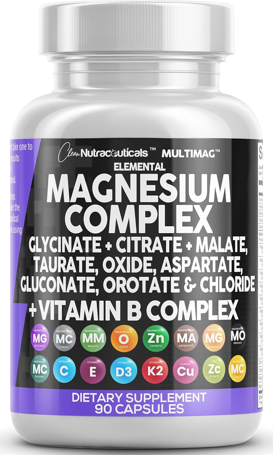 9 forms of magnesium blended in one formula: glycinate chelate, citrate, malate, oxide, taurate, aspartate, gluconate, orotate, and chloride