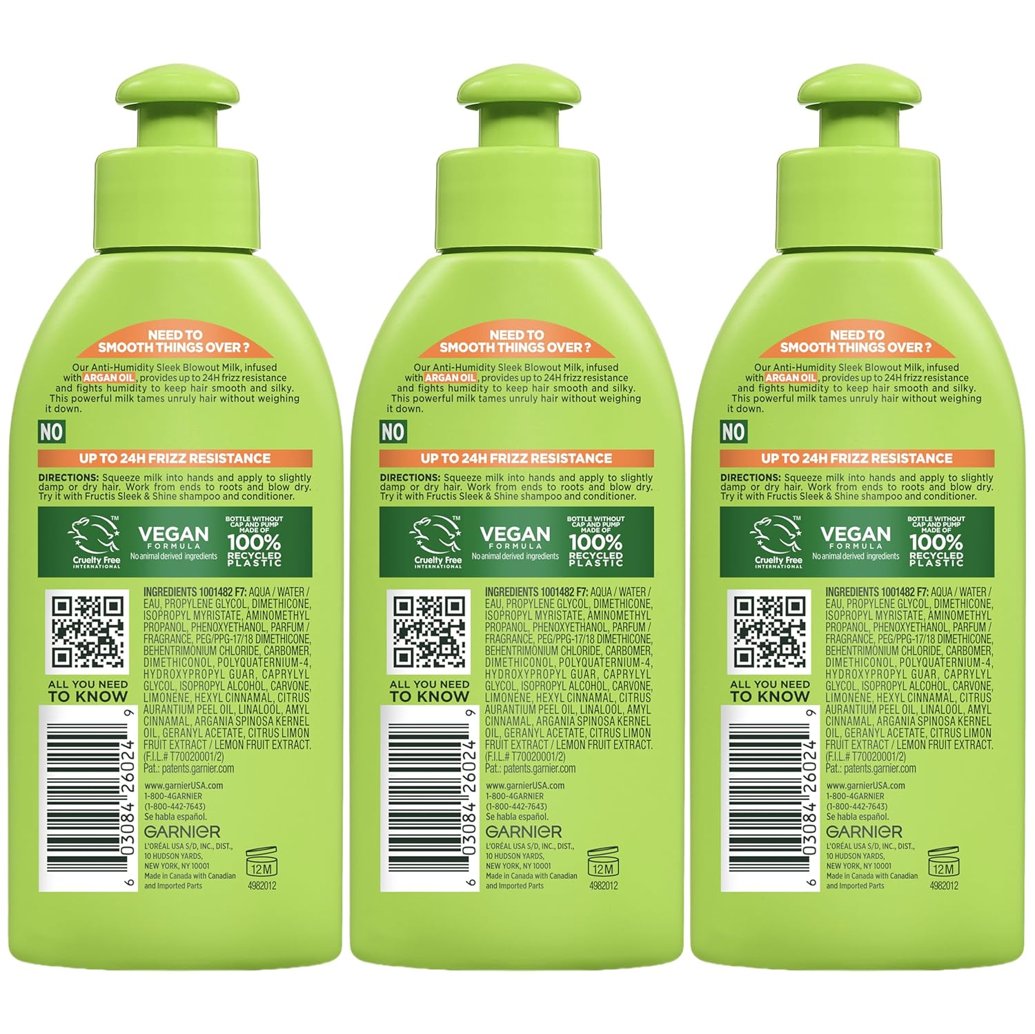 Garnier Fructis Anti-Humidity Smoothing Milk for Daily Hair Care Rituals & Frizz Control