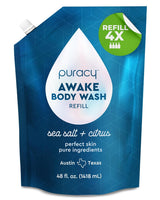 Puracy Natural Body Wash Refill – Self-Care Shower Ritual for Sensitive Skin, Citrus & Sea Scent 48 Oz
