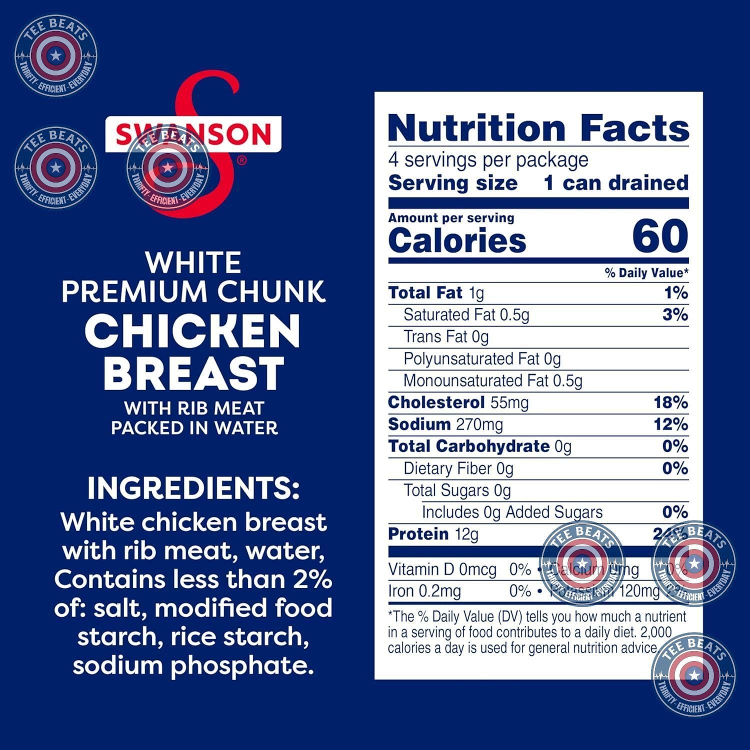 98% fat free, gluten free, 12g protein per 4.5 oz serving nutritional profile