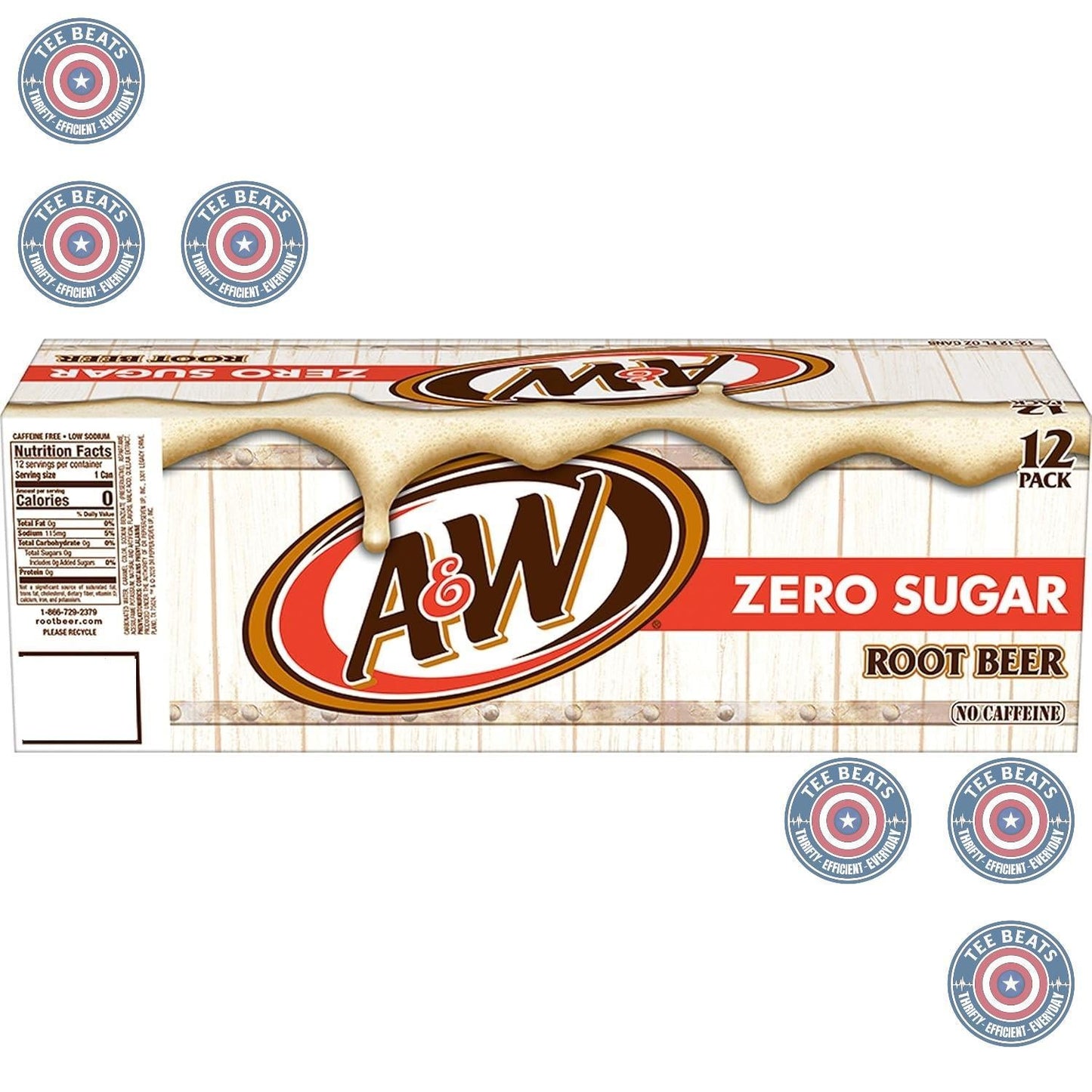 A&W Zero Sugar Root Beer Soda, 12 fl oz cans (12 pack) – Portable Root Beer for Backyard BBQs, Cookouts, and Patio Dining