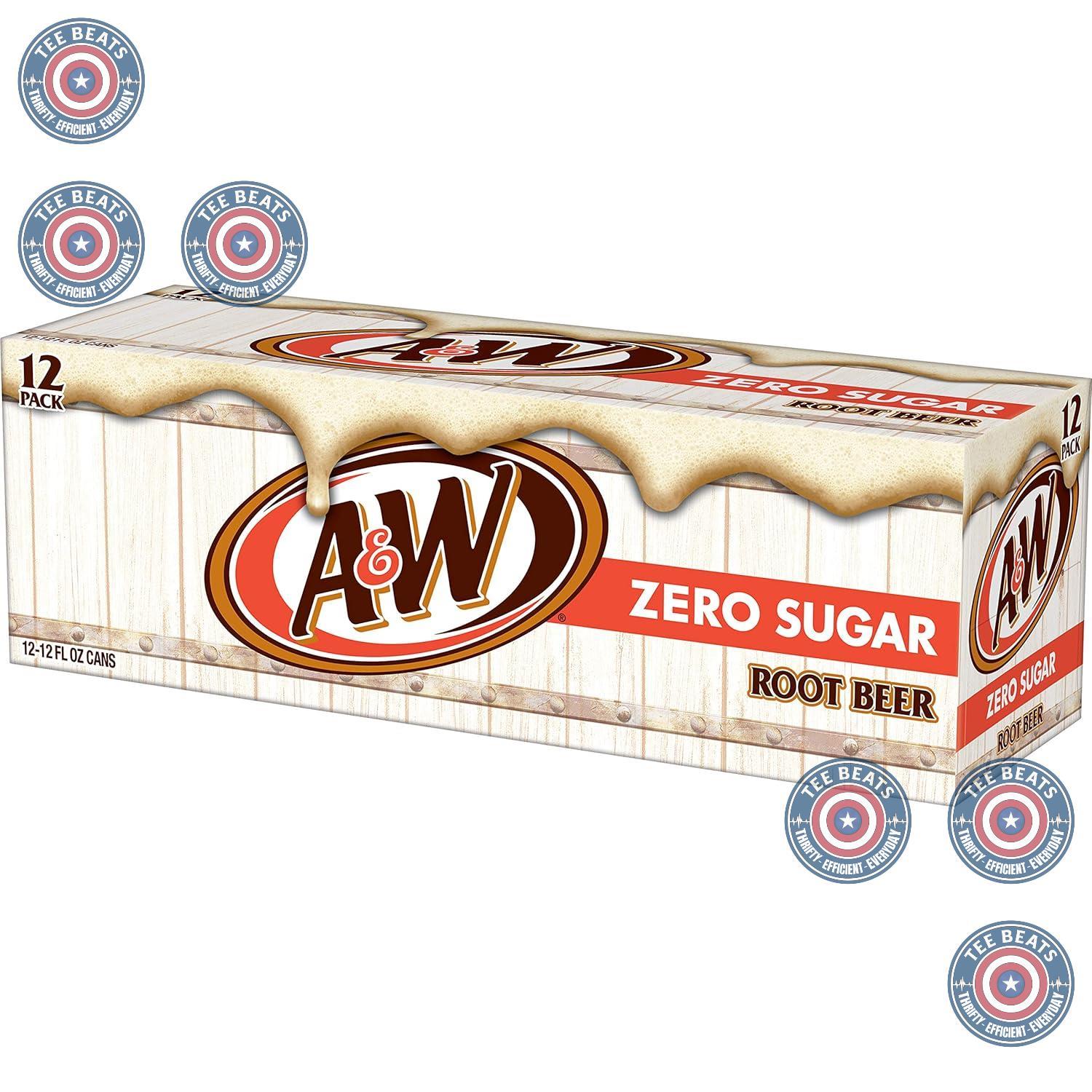 A&W Zero Sugar Root Beer Soda, 12 fl oz cans (12 pack) – Portable Root Beer for Backyard BBQs, Cookouts, and Patio Dining