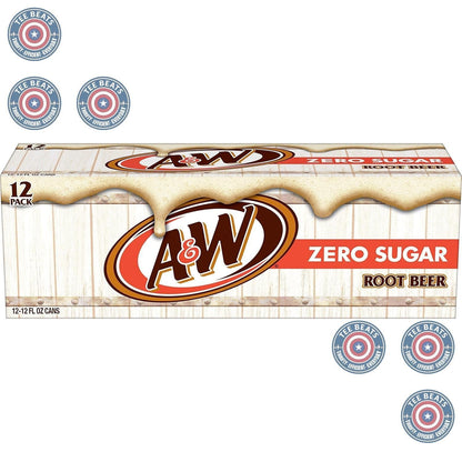 A&W Zero Sugar Root Beer Soda, 12 fl oz cans (12 pack) – Portable Root Beer for Backyard BBQs, Cookouts, and Patio Dining
