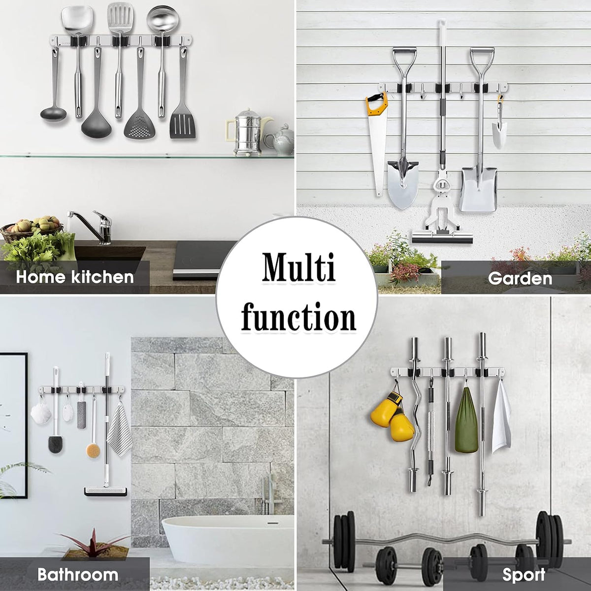 AceMining Broom Holder Wall Mount – Sleek Mop and Broom Organizer for Laundry Room Decor and Living Space Styling