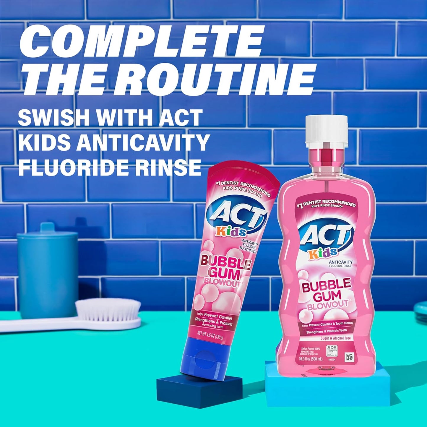 ACT Kids Anticavity Toothpaste – Bubble Gum Flavor for Kids Ages 2 and Up, 4.6 oz Daily Brushing
