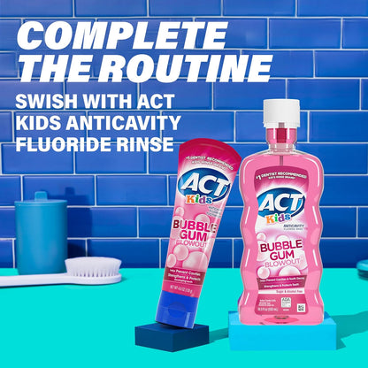 ACT Kids Anticavity Toothpaste – Bubble Gum Flavor for Kids Ages 2 and Up, 4.6 oz Daily Brushing