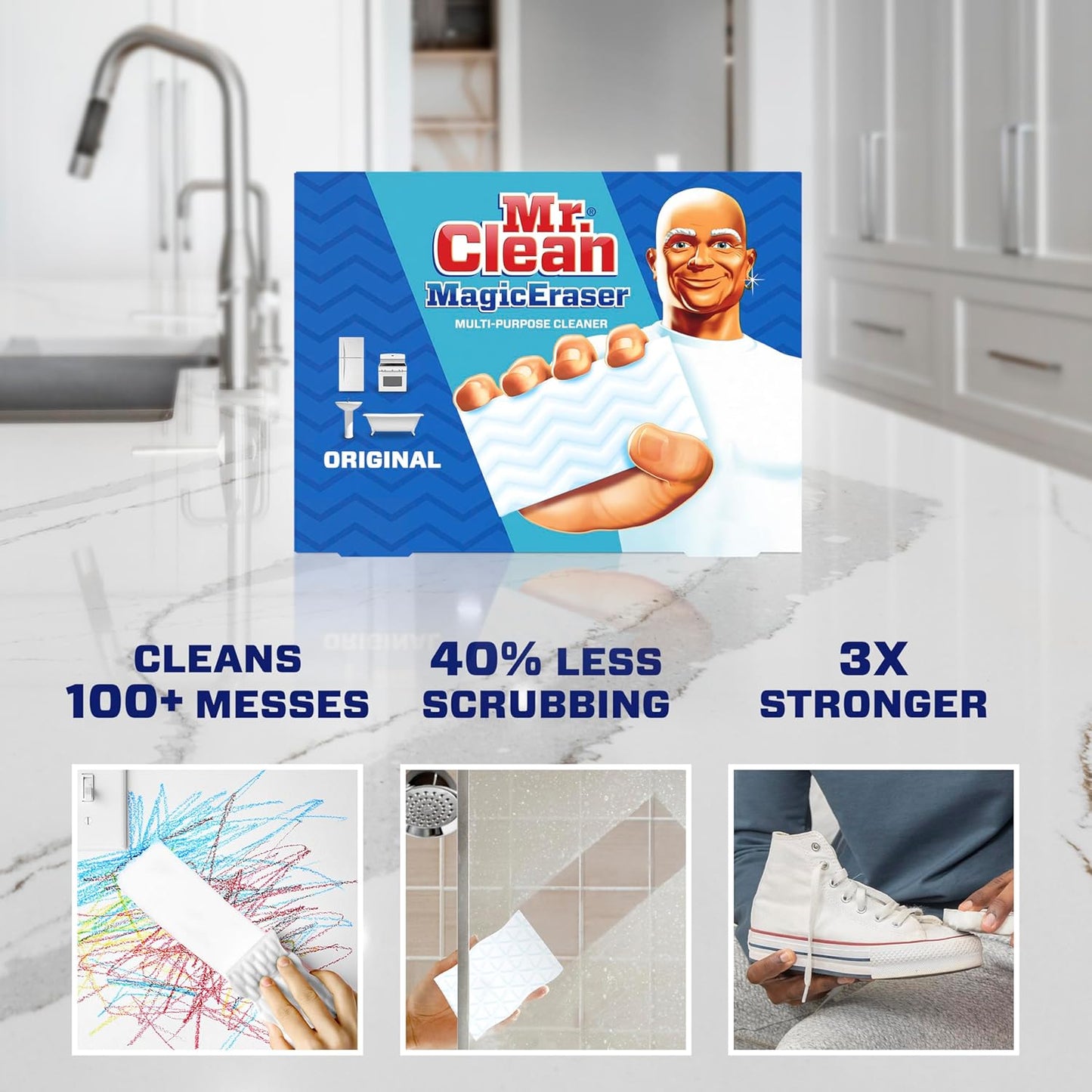 activated by water alone — no additional cleaning agents required