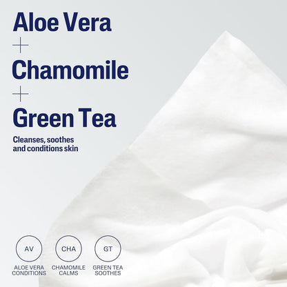 active hydrating ingredient (hyaluronic acid) plus soothing aloe vera, chamomile, and green tea