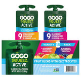 GoGo squeeZ Active Fruit Blend Electrolyte Pouches – Lunchbox Snack for School Kids, No Sugar Added Real Fruit Variety Pack