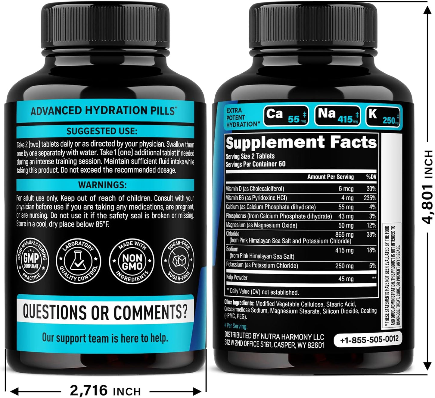 added vitamins d3 and b6 for synergistic mineral absorption and energy metabolism