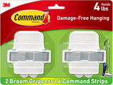 Command Broom Grippers – Streamlined Kitchen Wall Mount, Minimalist Cleaning Tool Organizer