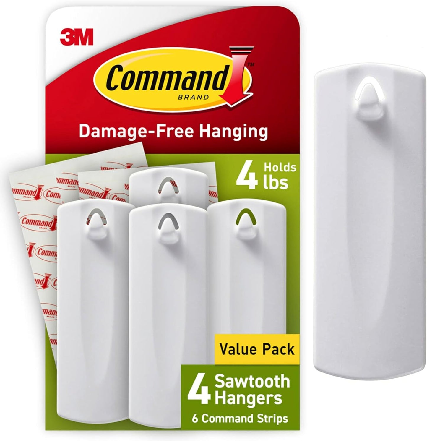adhesive command strips eliminate need for nails, screws, or drills
