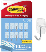 Command Small Clear Wire Toggle Hooks – Cozy Living Room Wall Hooks for Lightweight Wall Decor, No Drilling