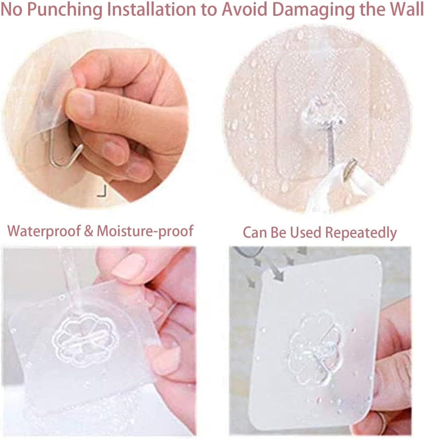 Adhesive Wall Hooks – Transparent Heavy-Duty Towel Hooks for Stylish Bathroom Walls