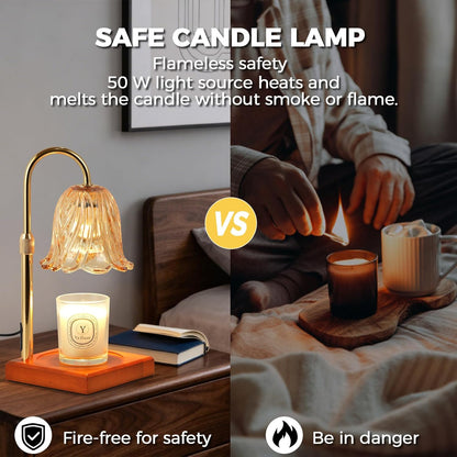 adjustable height mechanism to fit multiple candle jar sizes