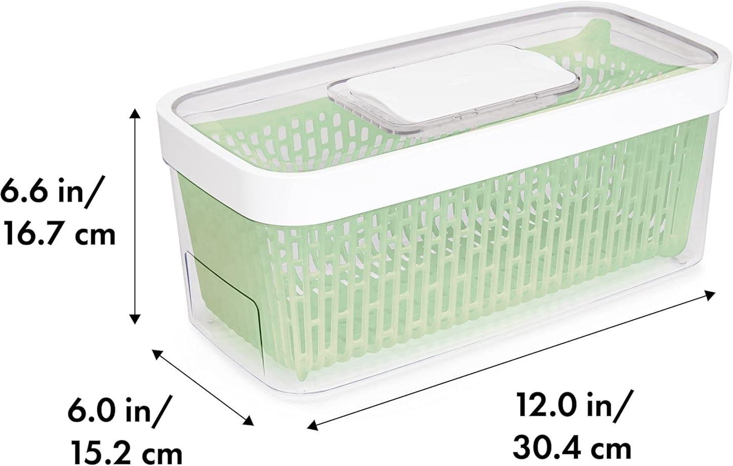 adjustable slide vent for high vs. low humidity modes with illustrated guide on the lid