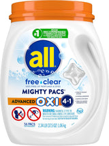 all Free Clear Mighty Pacs with OXI – Sensitive Skin Laundry Ritual for Bedrooms and Linens, Fragrance Free, 56 Count