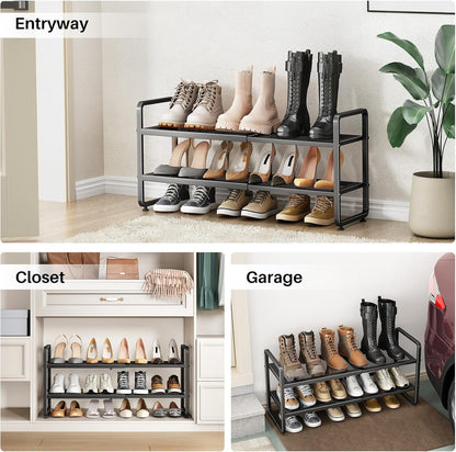 Aero Stiletto Tower – Entryway Shoe Organizer with Sleek Powder-Coated Finish, Expandable 2-Tier Design
