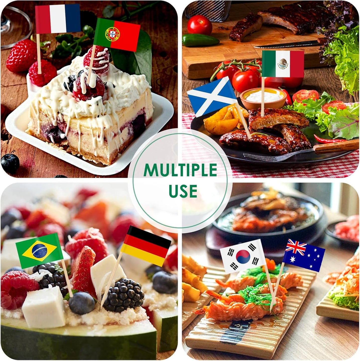 AhfuLife 48 Country Flag Toothpicks – Portable World Cup Party Supplies for Patio and Backyard Viewing, Lightweight Flag Picks
