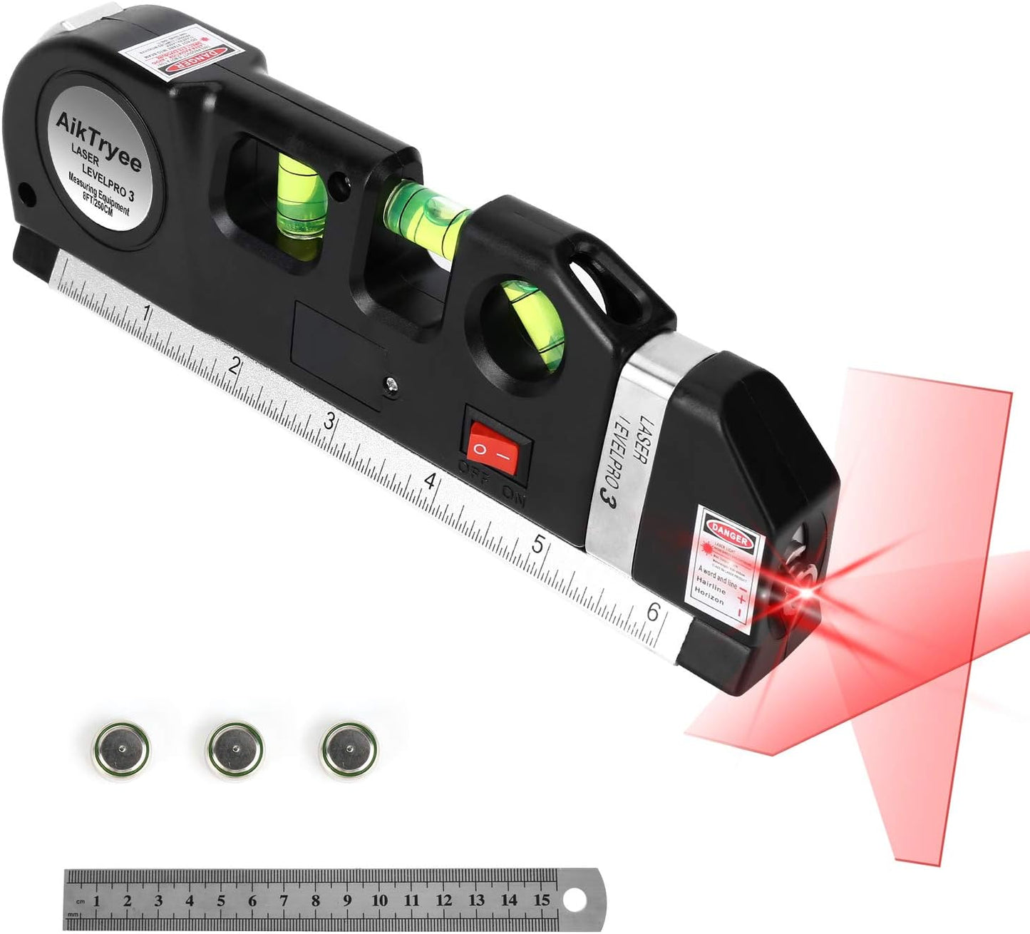 AikTryee Laser Level with 8ft Tape – Minimalist Tool for Clean Lines and Intentional Wall Hangings in Small Spaces