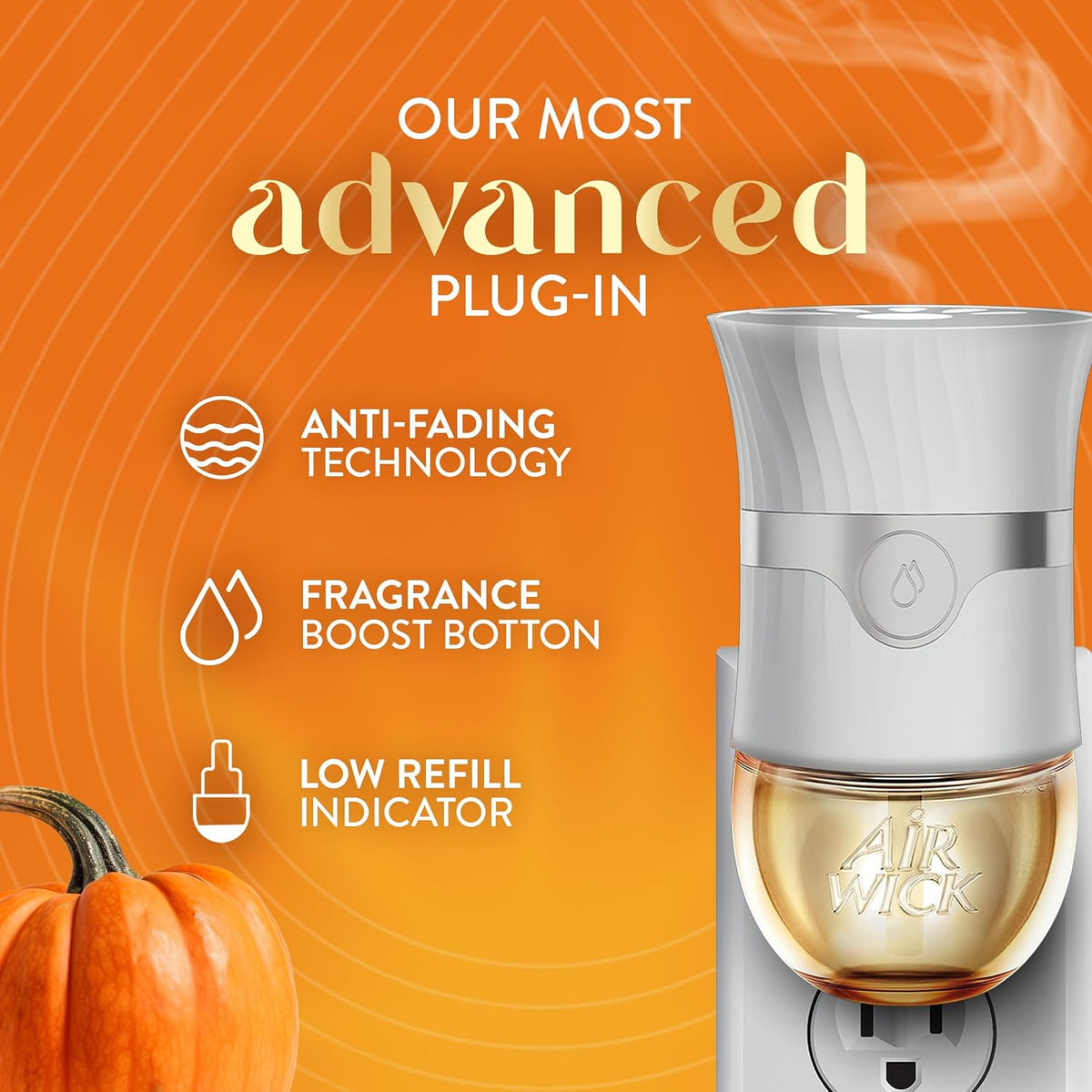 Air Wick Plug Refills Harvest Pumpkin & Spice – Relaxing Scent for Yoga and Meditation Room, 5 Pack