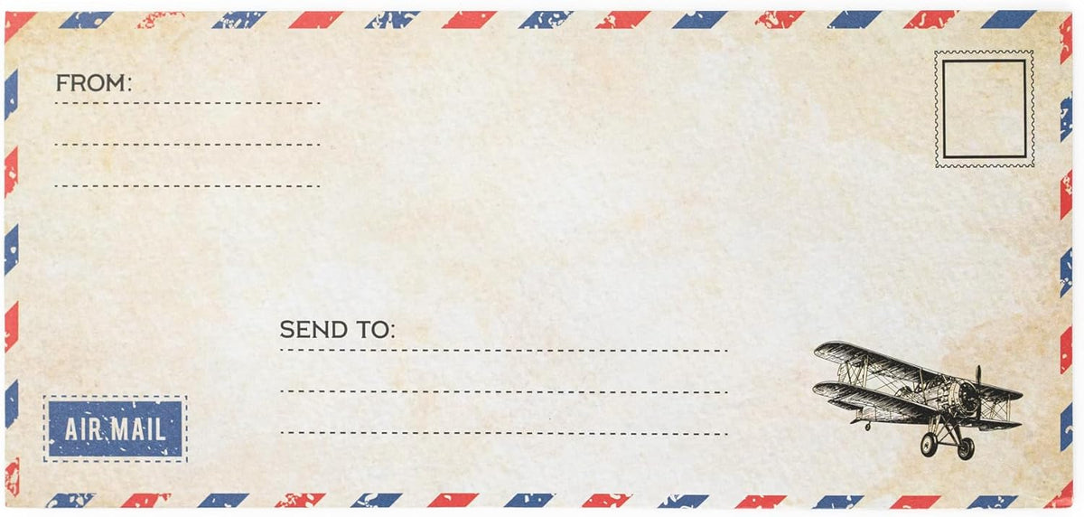 Airmail Letter Set – Home Office Stationery for Focused Letter Writing, Printer Friendly Lined Paper