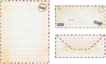 Airmail Letter Set – Home Office Stationery for Focused Letter Writing, Printer Friendly Lined Paper