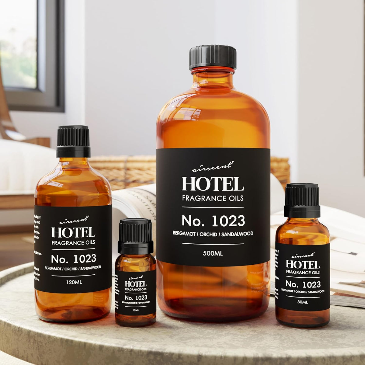 AirScent Hotel Diffuser Oil No. 1023 - Aesthetic Room Fragrance for Modern Living Room and Minimalist Entryway, 1 fl oz