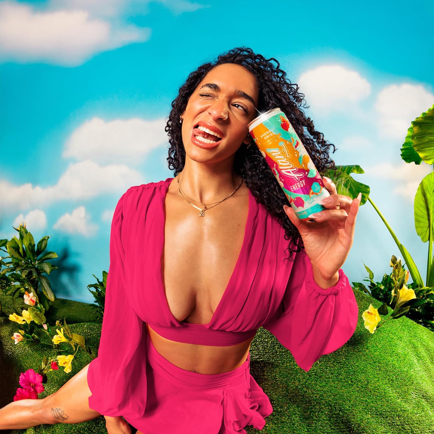 Alani Nu Sherbet Swirl Energy Drink – Self-Care Nightcap for Her, Sugar-Free Beauty Boost with Biotin