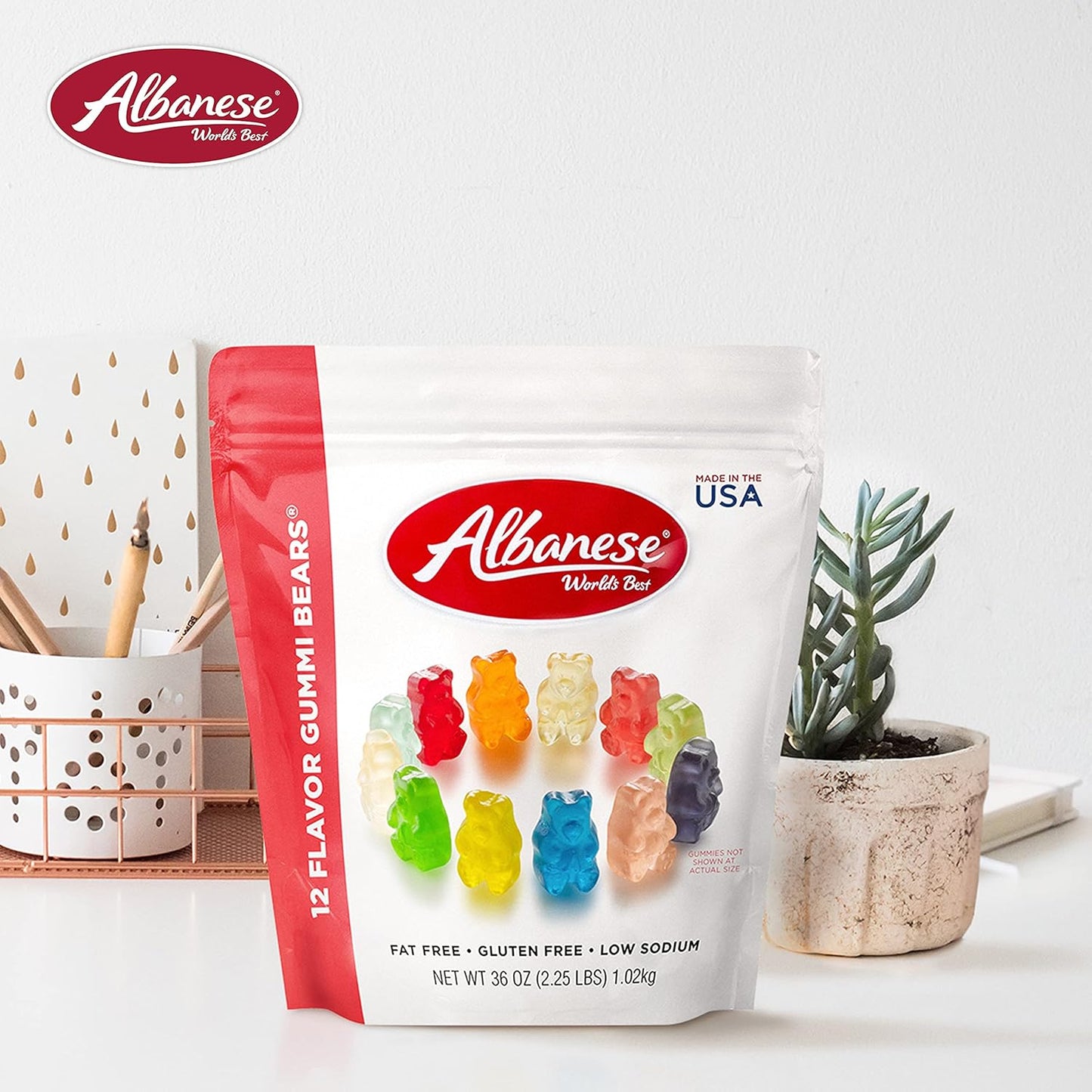 Albanese World's Best 12 Flavor Gummi Bears 36oz – Allergy-Safe Snack for Kids Lunchboxes and School Parties