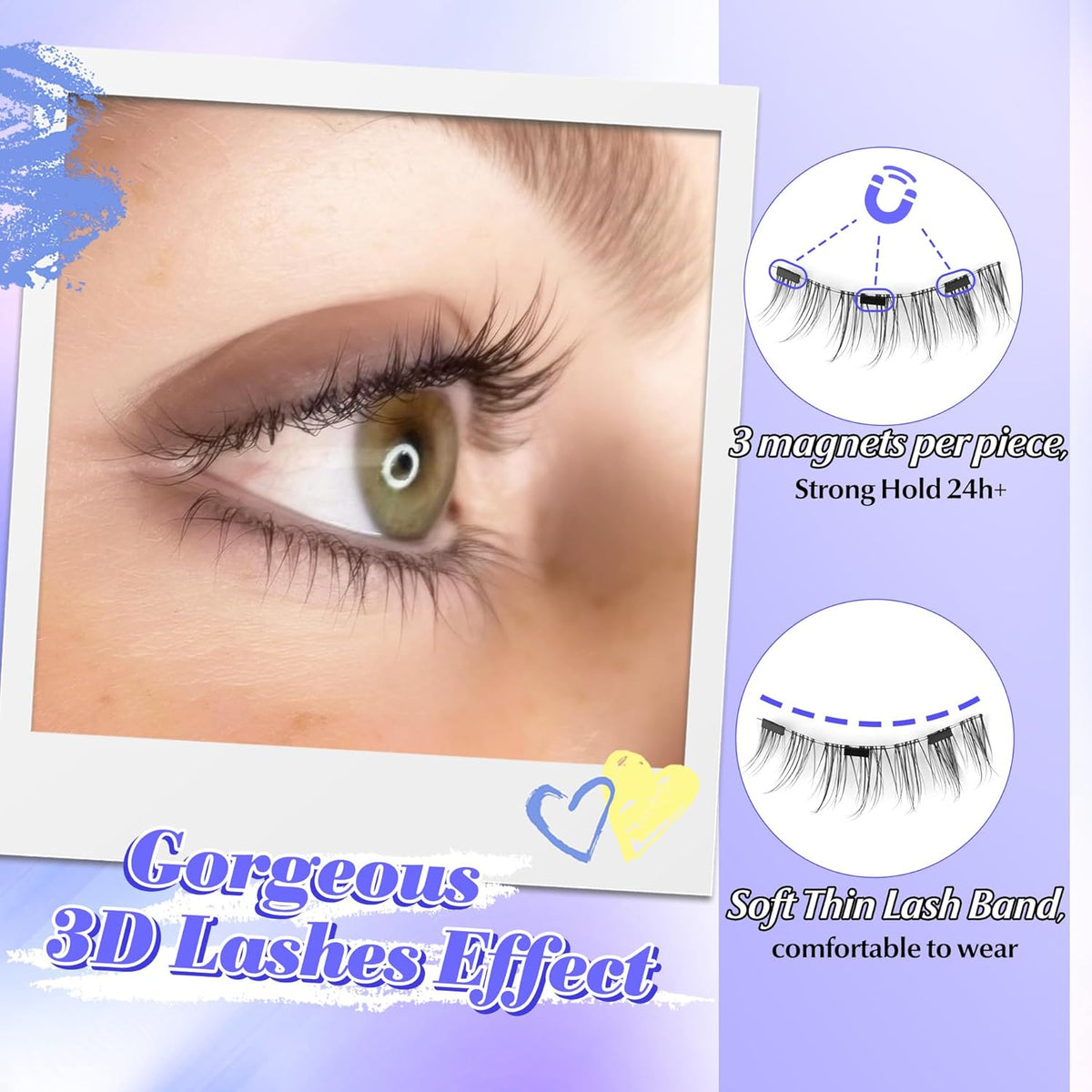 ALICE No-Glue Lashes Kit – Safe Magnetic Eyelashes for Sensitive Eyes, Easy On and Off with Included Applicator