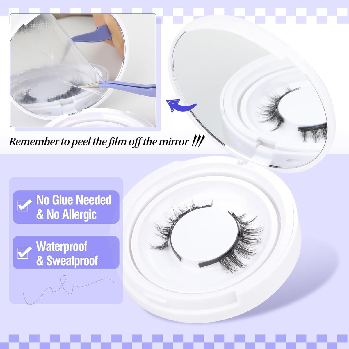 ALICE No-Glue Lashes Kit – Safe Magnetic Eyelashes for Sensitive Eyes, Easy On and Off with Included Applicator