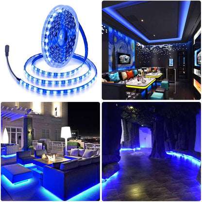 ALITOVE Blue LED Accent Strip for Living Room Cove and Shelving, 16.4ft Dimmable 12V 5050 SMD