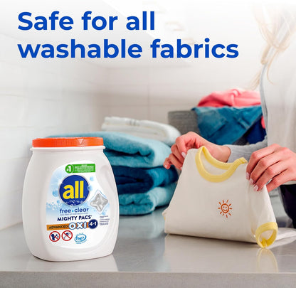 all Free Clear Mighty Pacs with OXI – Sensitive Skin Laundry Ritual for Bedrooms and Linens, Fragrance Free, 56 Count