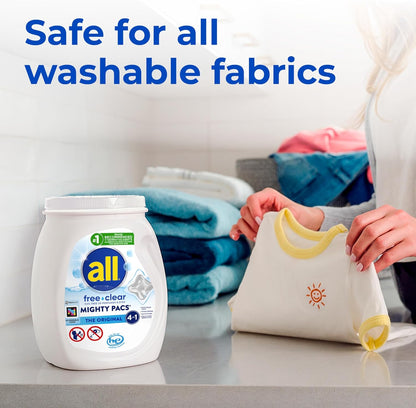 all Mighty Pacs Free Clear Laundry Detergent – Sensitive Skin Wellness Ritual, Hypoallergenic Single-Dose Pacs