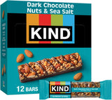 KIND Bars, Dark Chocolate Nuts & Sea Salt, Almond-First Snack for Mindful Midday Energy, 12 Count