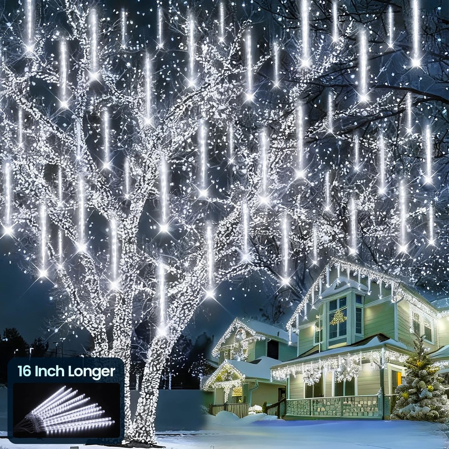 Aluan Falling Rain Lights – Waterproof Outdoor Holiday Lights for Camping, Porch, and Open-Air Dining Spaces