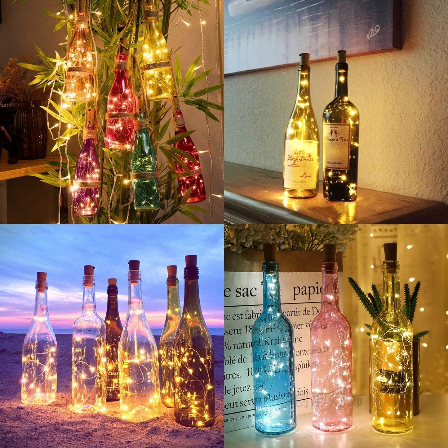 Aluan Flameless Wine Bottle Lights 10 Pack – No Heat, No Fire, Cool to Touch LED String Lights for Homes with Kids and Pets