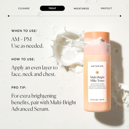 am/pm usable format in a 120 ml / 4 fl oz bottle, dispensed with palms or a cotton pad