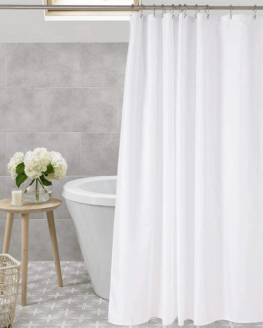 Amazer Easy-Wash Shower Curtain 2-in-1 – Kid Bathroom Liner That Handles Splashes, 120GSM Polyester