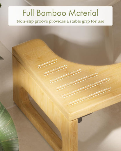 AmazerBath Bamboo Toilet Stool – Modern Bathroom Decor Accent, Available in Natural White Black and Brown Finishes
