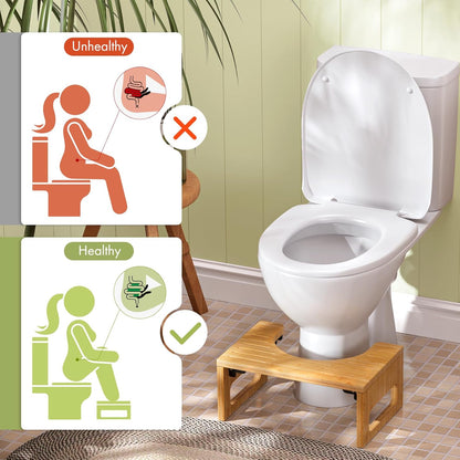 AmazerBath Bamboo Toilet Stool – Modern Bathroom Decor Accent, Available in Natural White Black and Brown Finishes