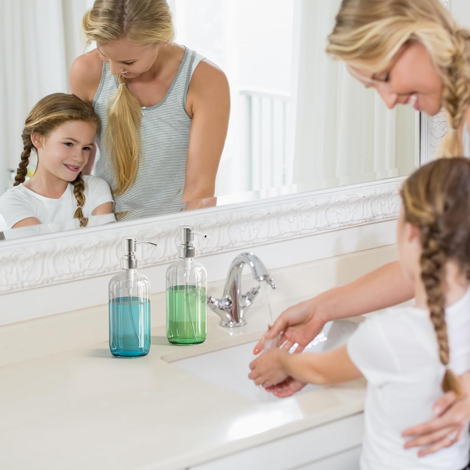 AmazerBath Clear Glass Soap Dispenser – Uncluttered Countertop Soap Bottle for Intentional Bathrooms